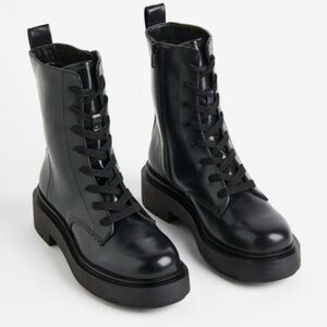 H&M Black Combat Lace-Up Boots